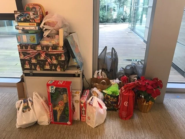 A very full donation pile