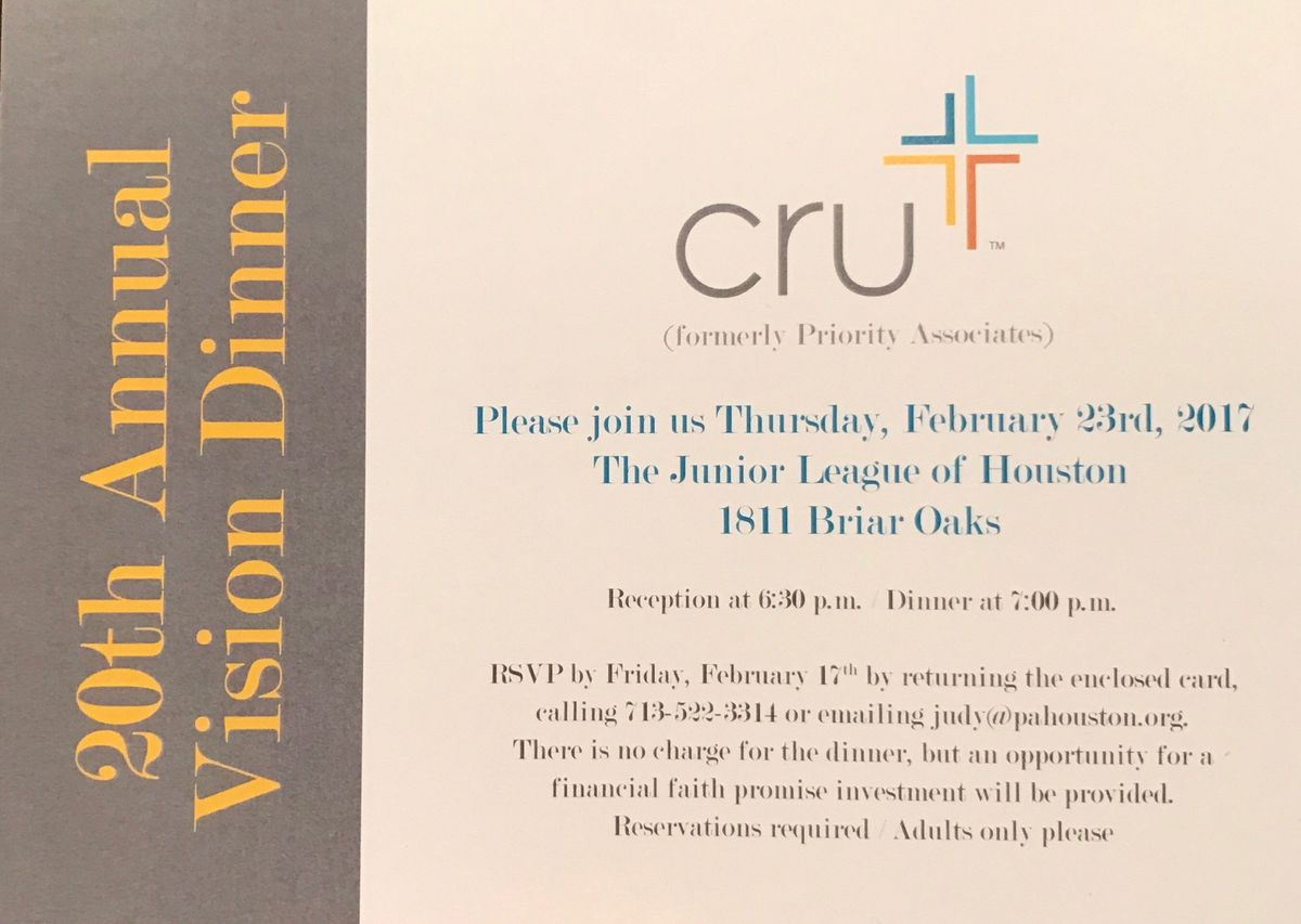 CRU 20th Annual Vision Dinner - Keynote by Mark Albers