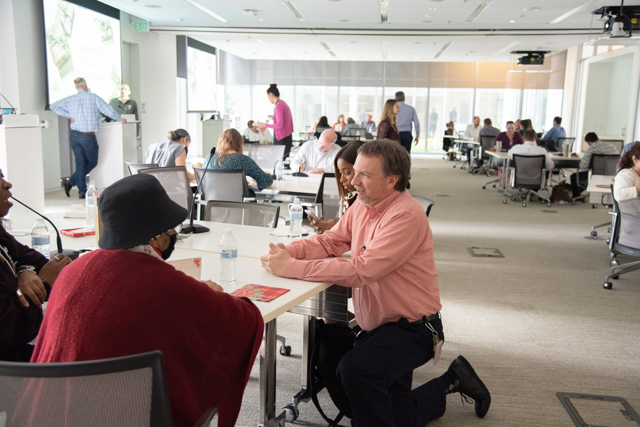 CCEM community members gathered at a Christmas event